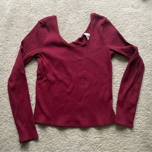 Pact rubbed long sleeve shirt in burgundy